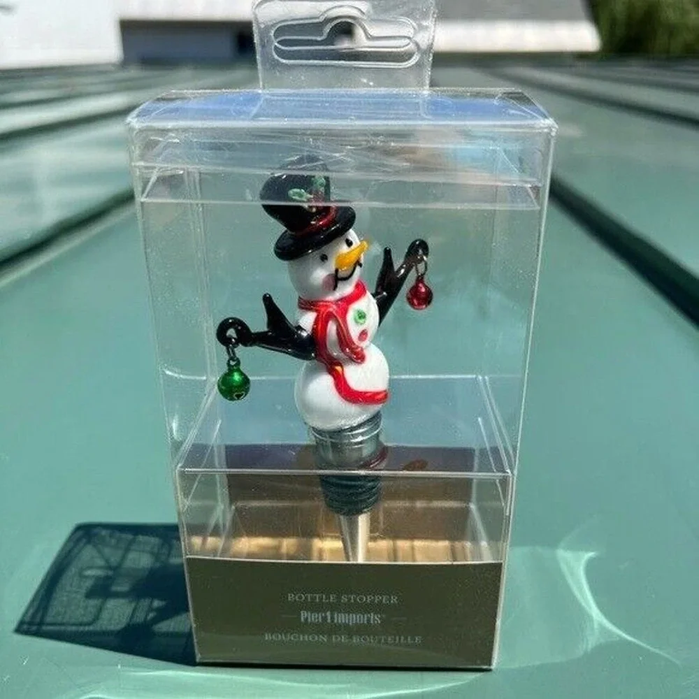 NWT Pier one imports holiday Snowman bottle stopper